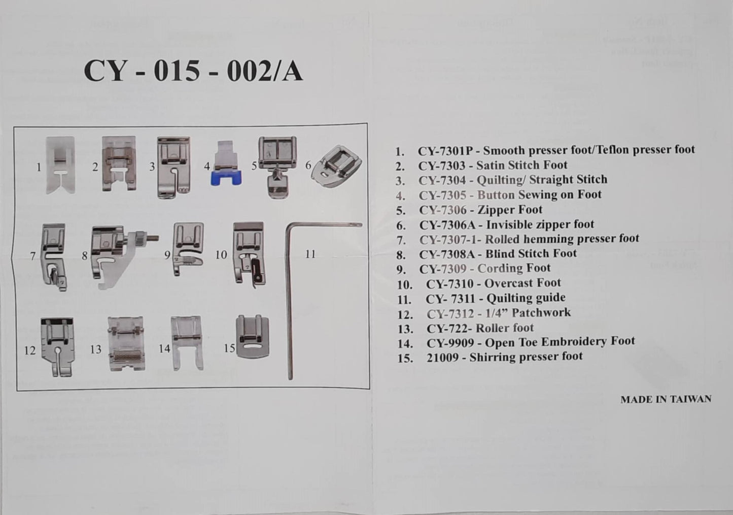 SAUMFÓTASETT FYRIR HZL
